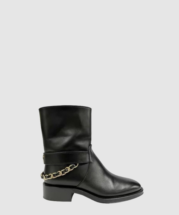 샤넬 백 로고 체인 앵클 부츠 G39170