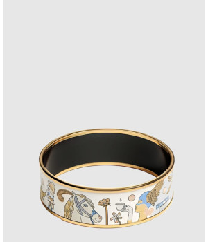 18K 하이엔드 미러급 에르메스 티 포 투(Tea for Two)' 에나멜 와이드 뱅글