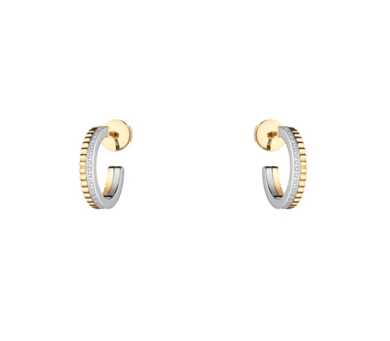 18K 하이엔드 미러급 부쉐론 콰트로 레디언트 에디션 후프 이어링 01677